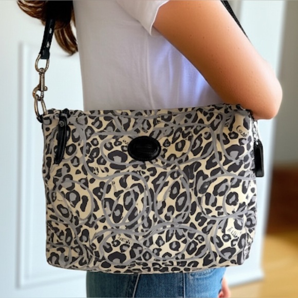 Coach Handbags - Coach Poppy Leopard Ocelot Crossbody Bag EUC